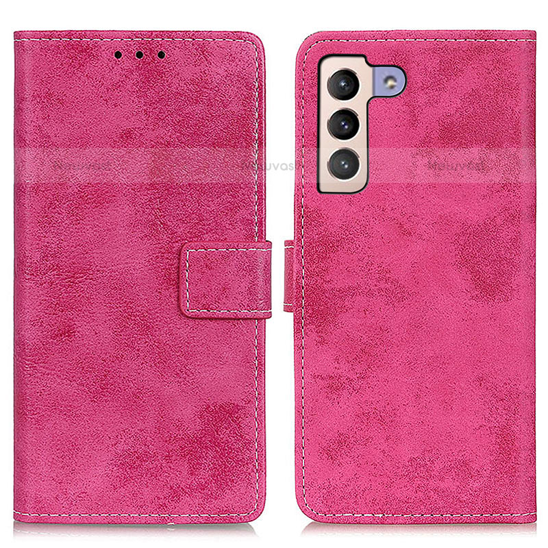 Leather Case Stands Flip Cover Holder D05Y for Samsung Galaxy S21 FE 5G Hot Pink