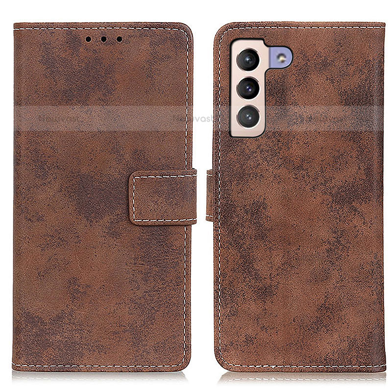 Leather Case Stands Flip Cover Holder D05Y for Samsung Galaxy S22 Plus 5G Brown