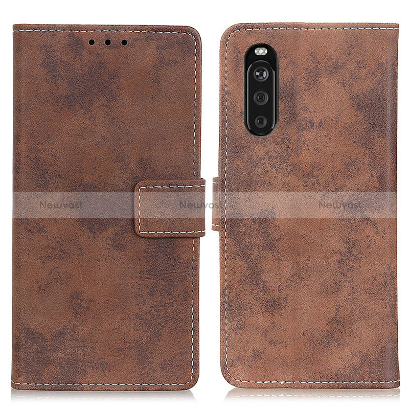 Leather Case Stands Flip Cover Holder D05Y for Sony Xperia 10 III Lite Brown