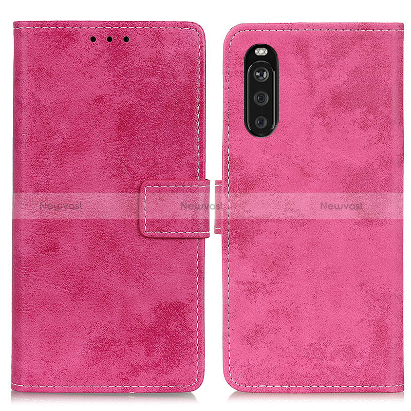 Leather Case Stands Flip Cover Holder D05Y for Sony Xperia 10 III Lite Hot Pink