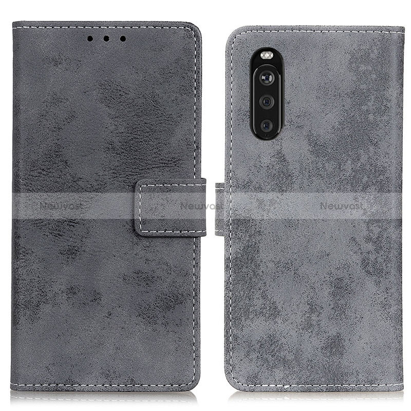 Leather Case Stands Flip Cover Holder D05Y for Sony Xperia 10 III SOG04 Gray