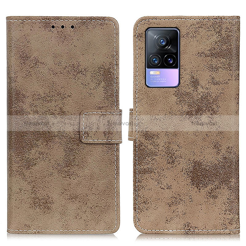 Leather Case Stands Flip Cover Holder D05Y for Vivo V21e 5G