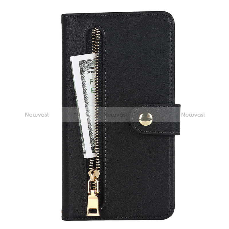 Leather Case Stands Flip Cover Holder D06T for Apple iPhone 15 Pro