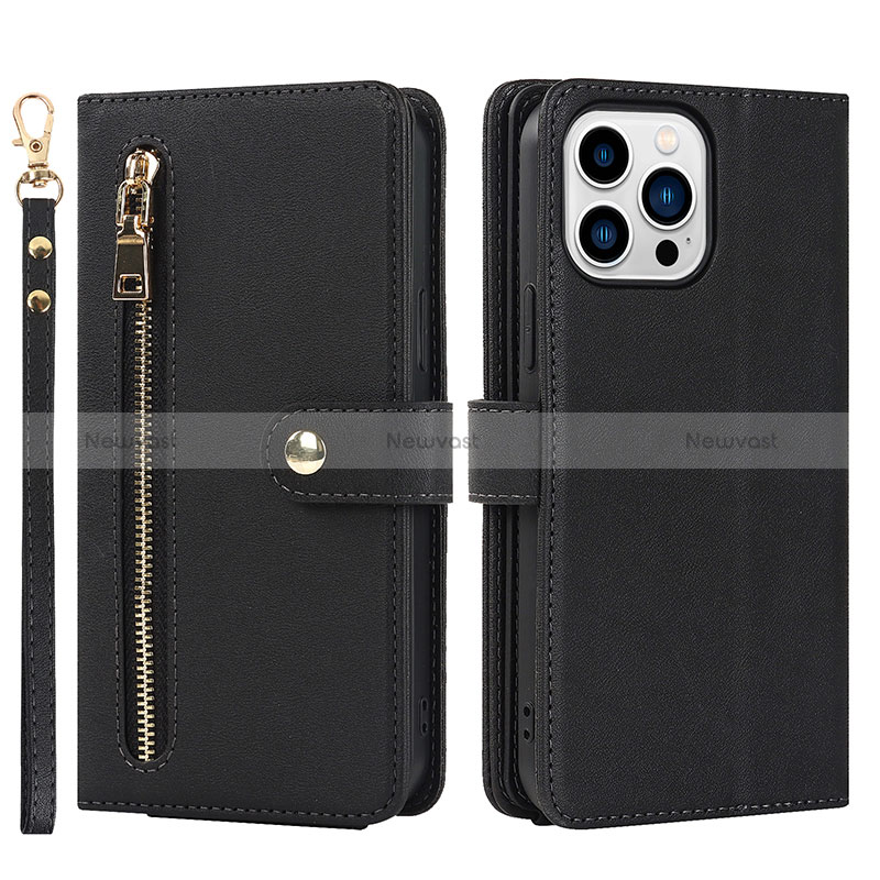 Leather Case Stands Flip Cover Holder D06T for Apple iPhone 16 Pro