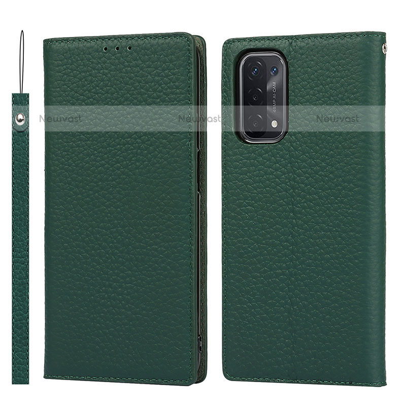 Leather Case Stands Flip Cover Holder D06T for OnePlus Nord N200 5G Green