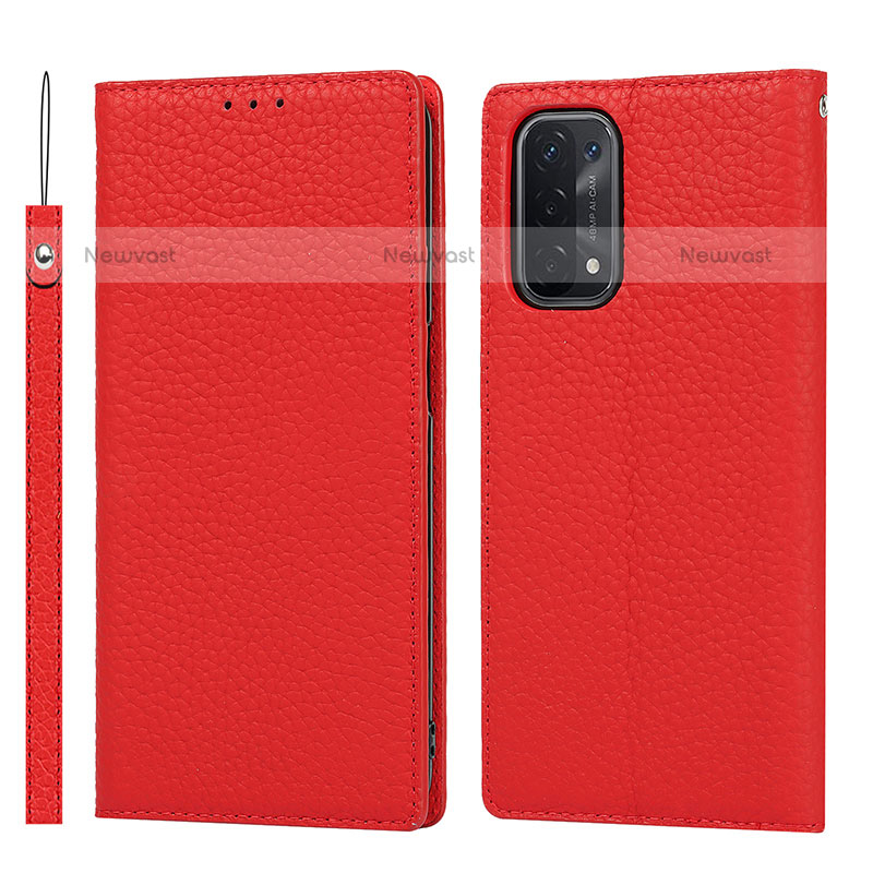 Leather Case Stands Flip Cover Holder D06T for OnePlus Nord N200 5G Red