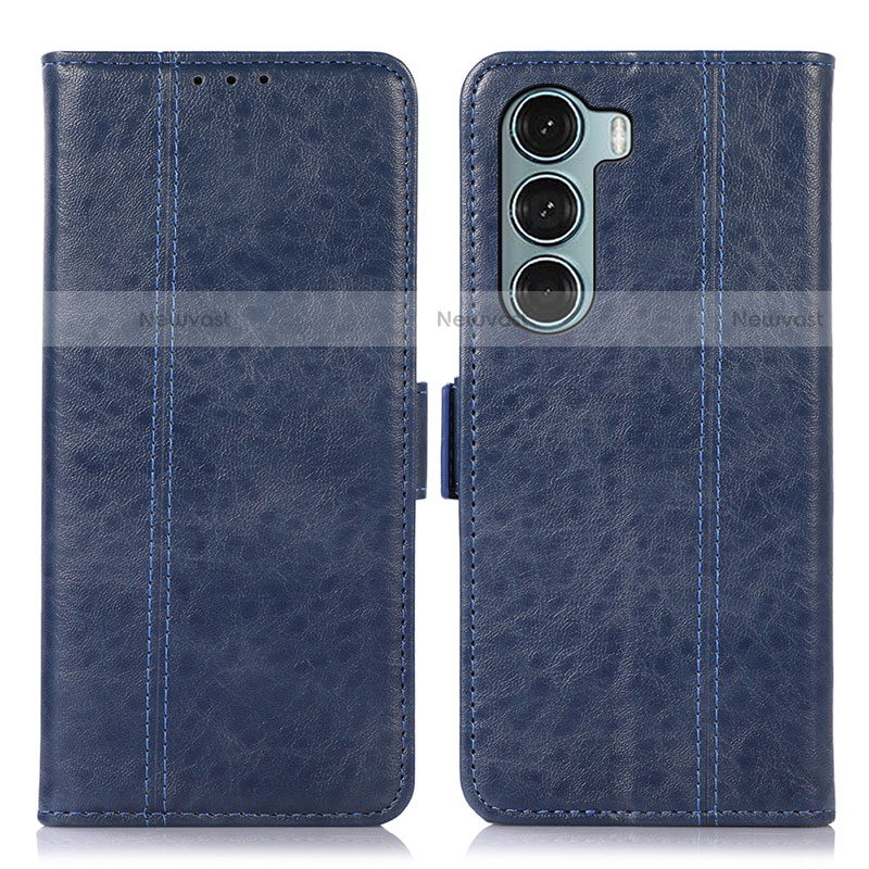 Leather Case Stands Flip Cover Holder D06Y for Motorola Moto G200 5G Blue