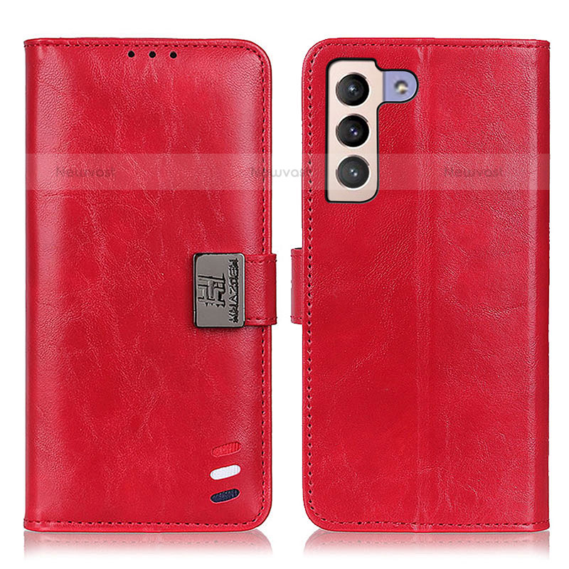 Leather Case Stands Flip Cover Holder D06Y for Samsung Galaxy S21 5G Red