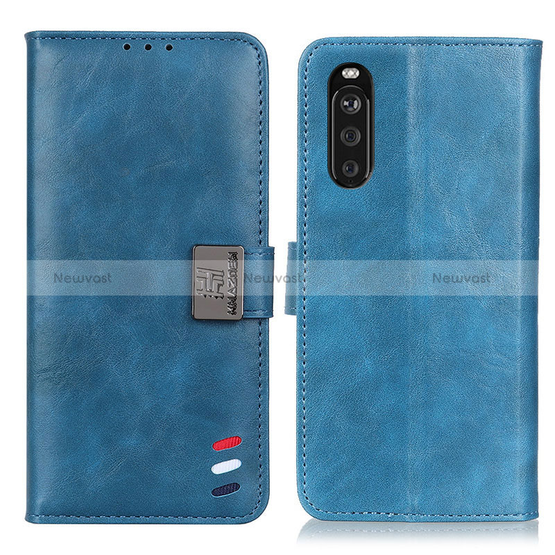 Leather Case Stands Flip Cover Holder D06Y for Sony Xperia 10 III Lite Blue