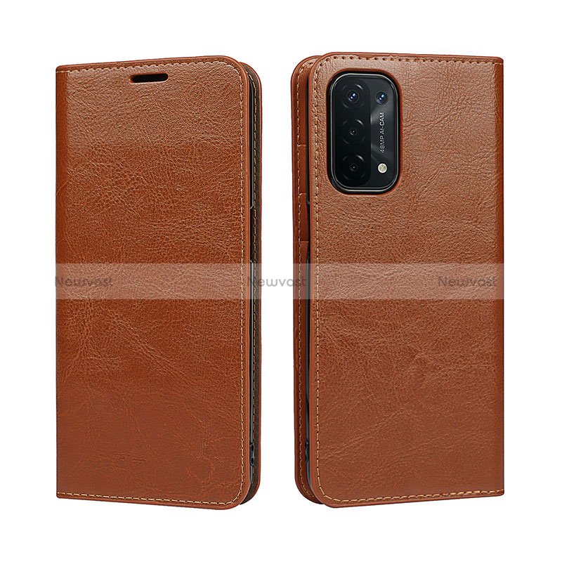 Leather Case Stands Flip Cover Holder D07T for Oppo A54 5G