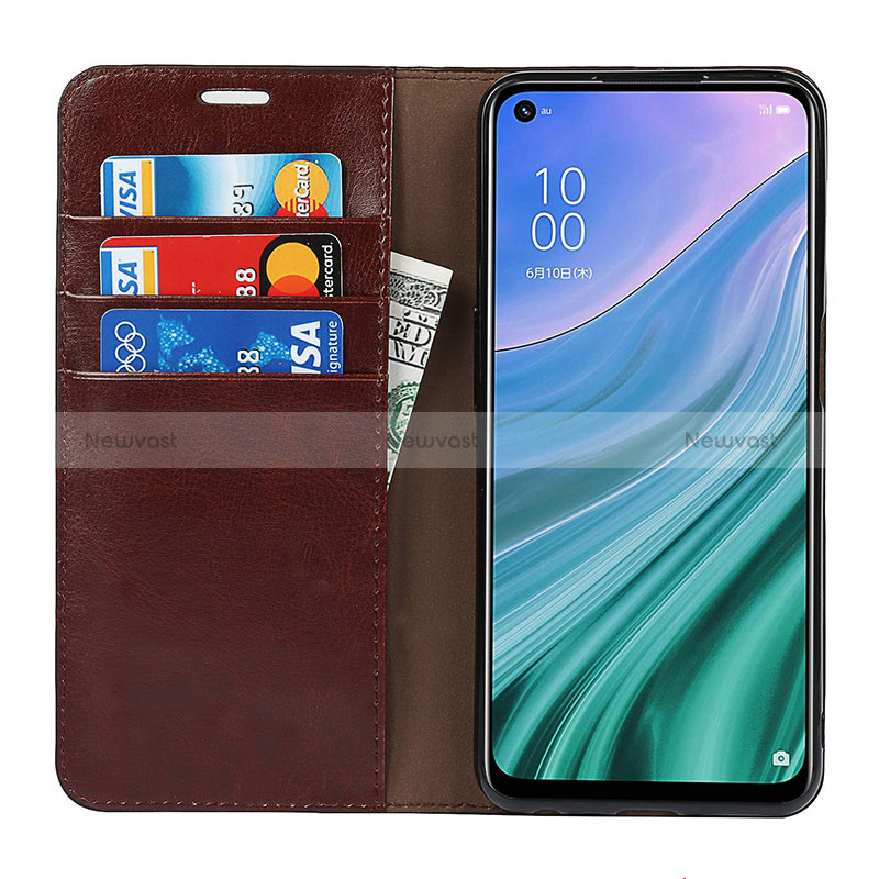 Leather Case Stands Flip Cover Holder D07T for Oppo A54 5G
