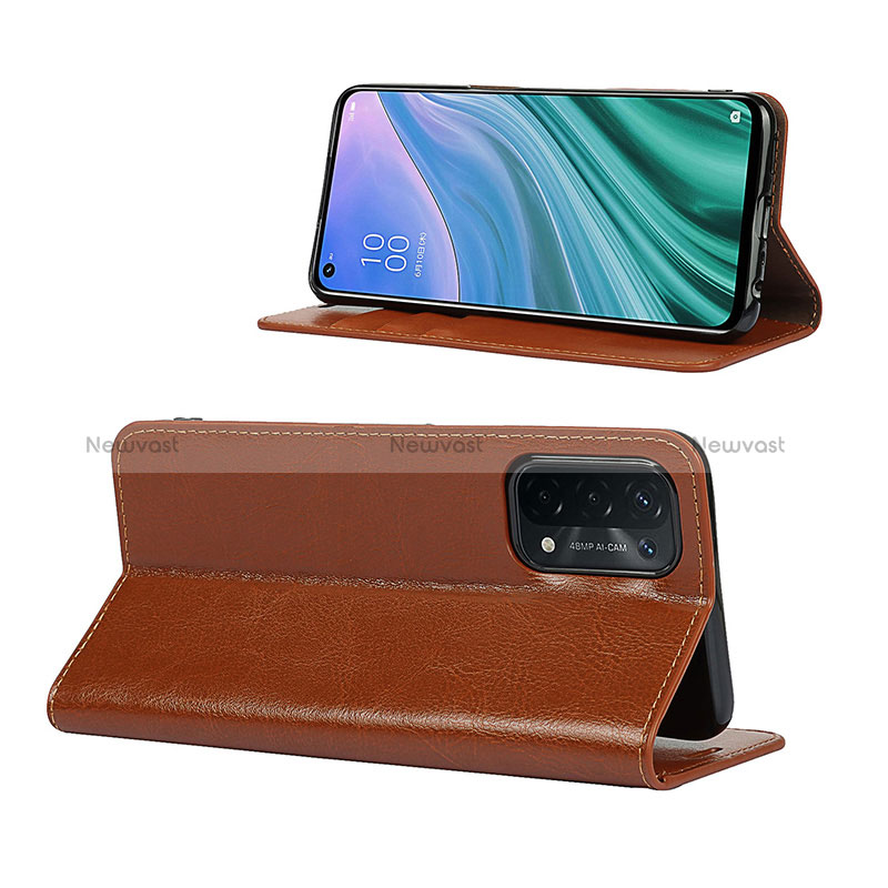 Leather Case Stands Flip Cover Holder D07T for Oppo A74 5G