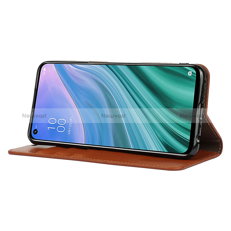 Leather Case Stands Flip Cover Holder D07T for Oppo A74 5G