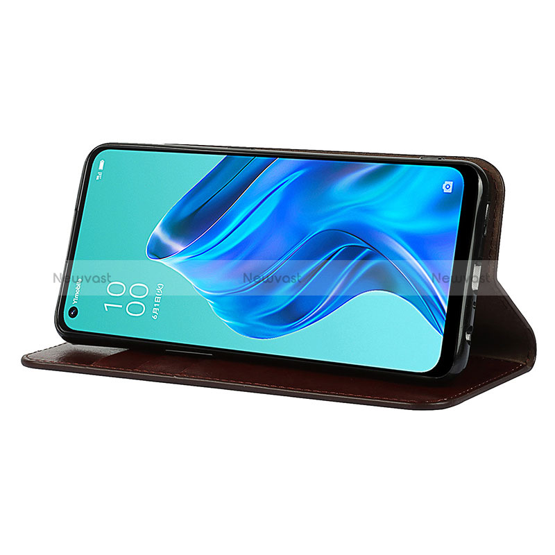 Leather Case Stands Flip Cover Holder D07T for Oppo Reno5 A