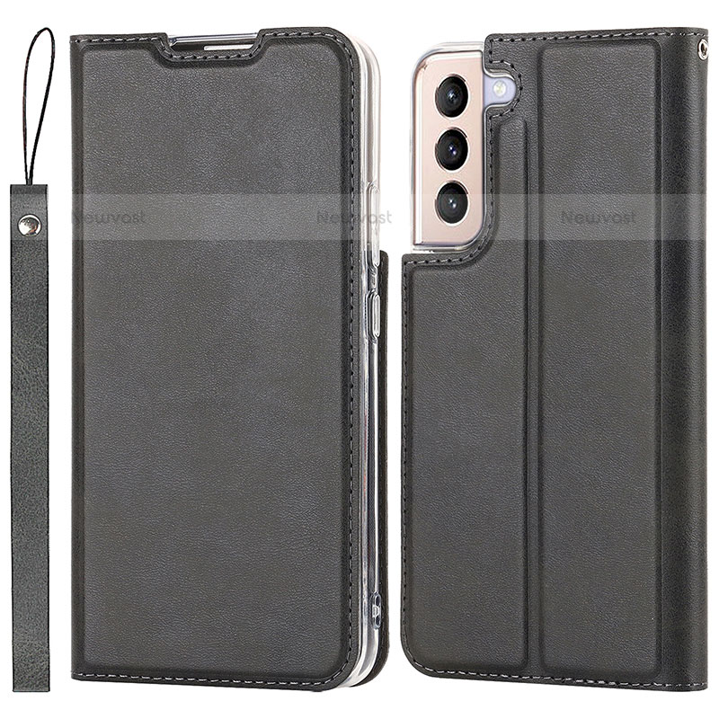 Leather Case Stands Flip Cover Holder D07T for Samsung Galaxy S21 Plus 5G Black