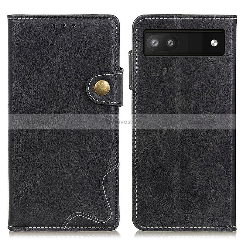 Leather Case Stands Flip Cover Holder D07Y for Google Pixel 7a 5G Black