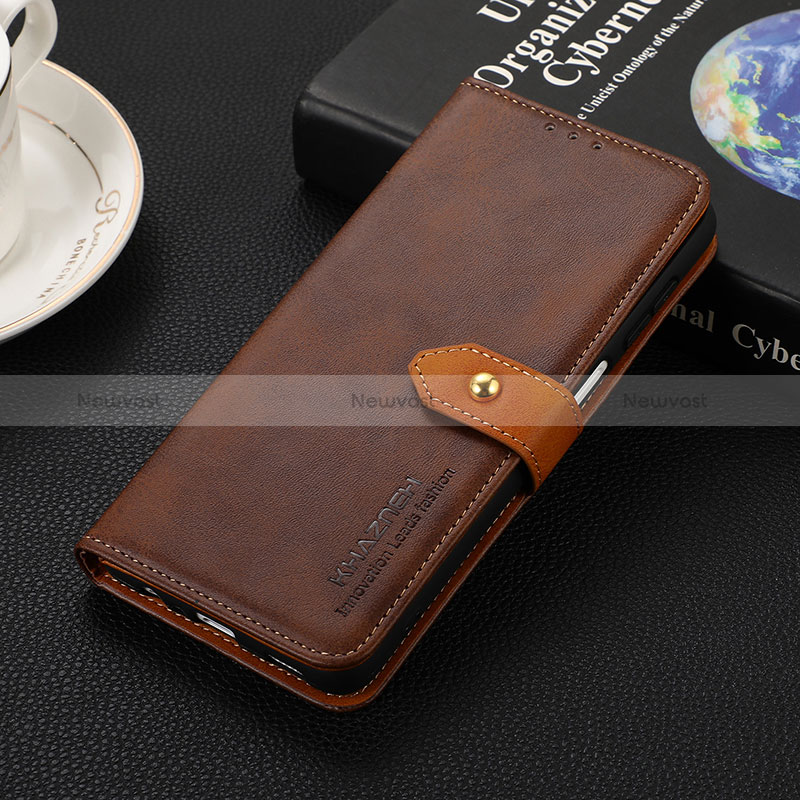 Leather Case Stands Flip Cover Holder D07Y for Huawei Honor X5 Plus Brown