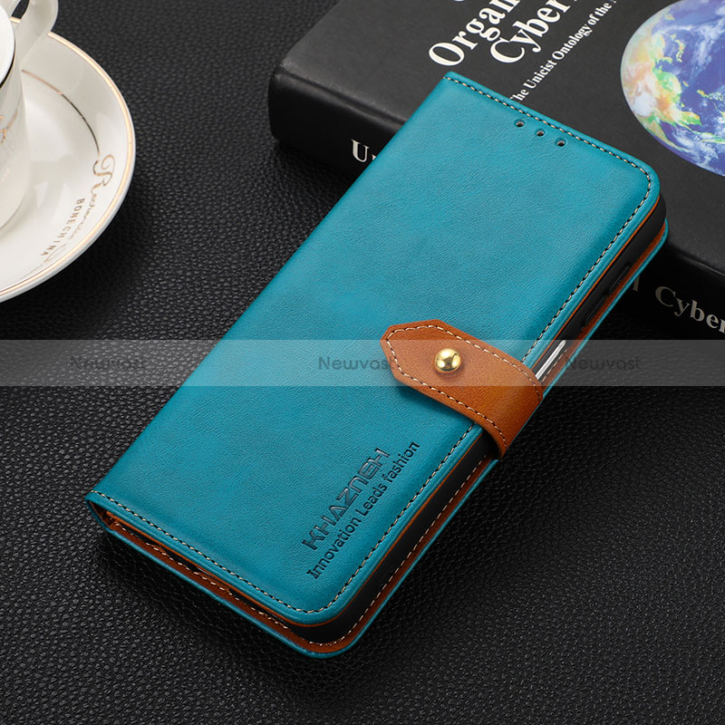 Leather Case Stands Flip Cover Holder D07Y for Huawei Honor X5 Plus Cyan