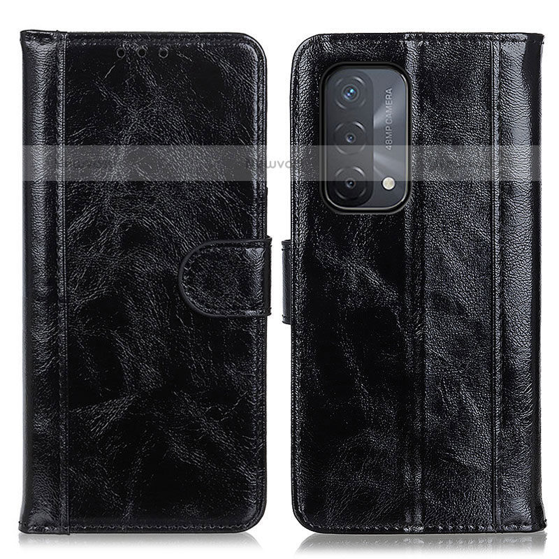 Leather Case Stands Flip Cover Holder D07Y for OnePlus Nord N200 5G Black