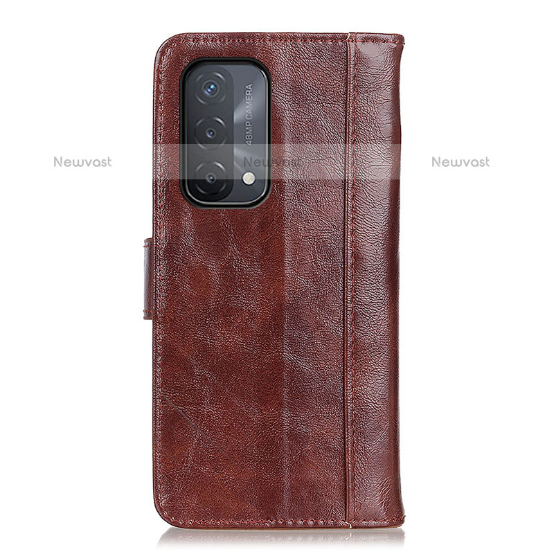 Leather Case Stands Flip Cover Holder D07Y for OnePlus Nord N200 5G Brown