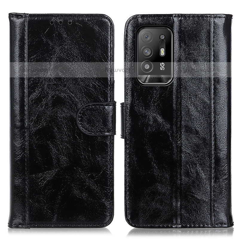 Leather Case Stands Flip Cover Holder D07Y for Oppo F19 Pro+ Plus 5G Black