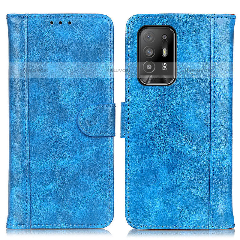 Leather Case Stands Flip Cover Holder D07Y for Oppo F19 Pro+ Plus 5G Sky Blue