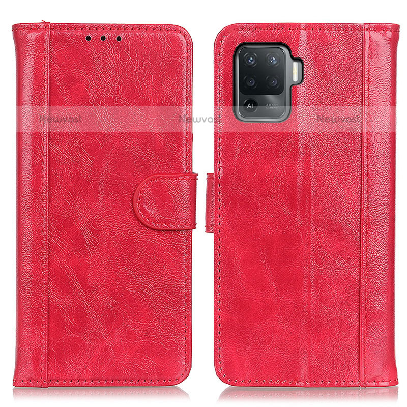 Leather Case Stands Flip Cover Holder D07Y for Oppo F19 Pro Red