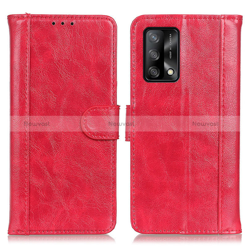 Leather Case Stands Flip Cover Holder D07Y for Oppo F19s Red