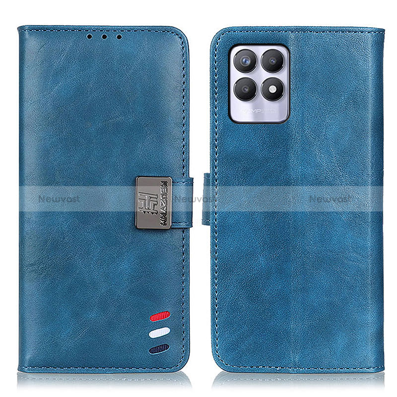 Leather Case Stands Flip Cover Holder D07Y for Realme 8i Sky Blue