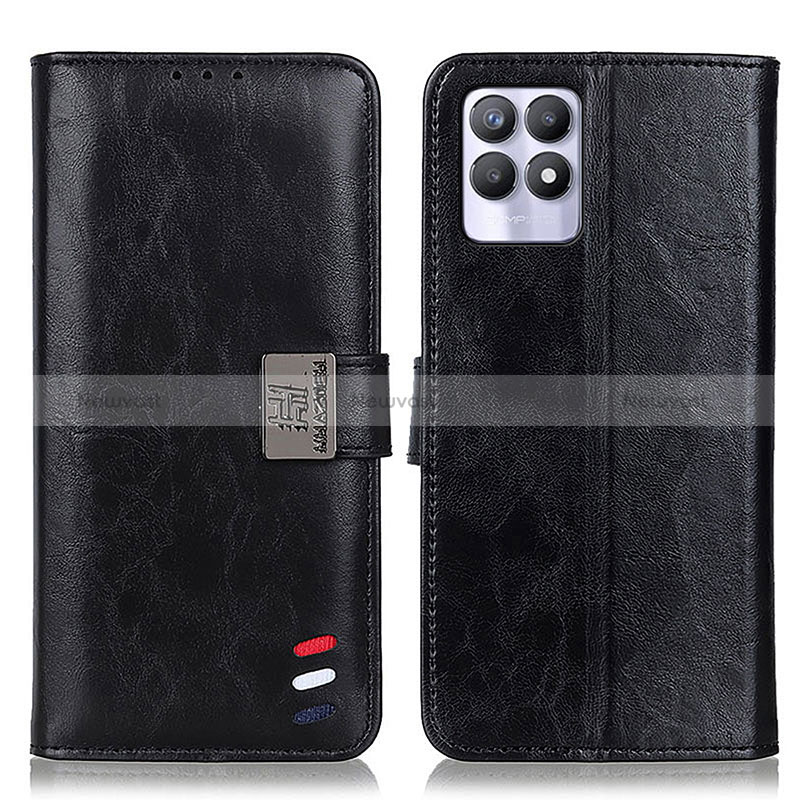 Leather Case Stands Flip Cover Holder D07Y for Realme Narzo 50 4G Black