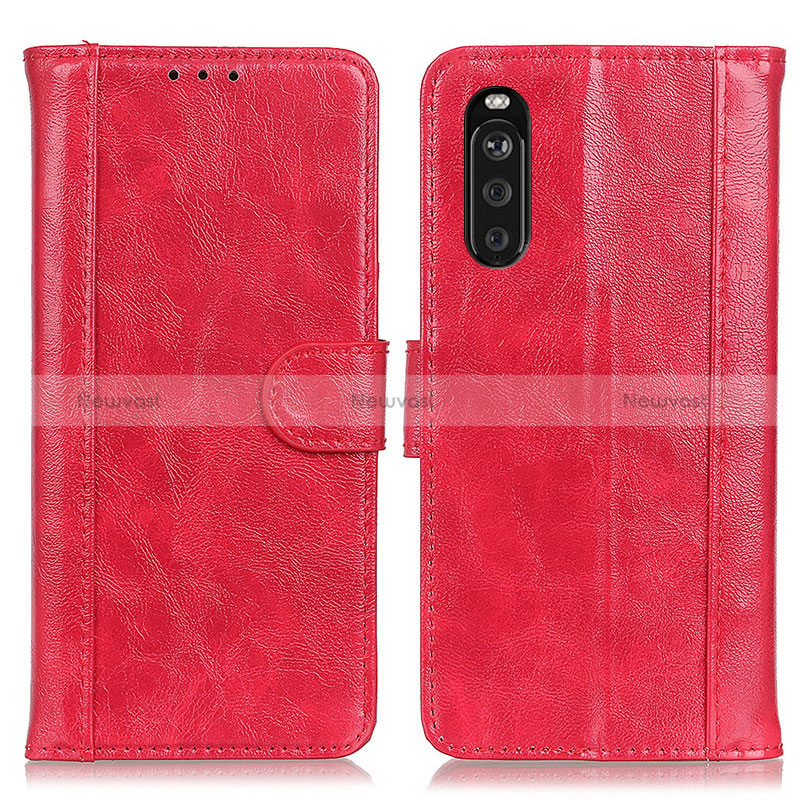 Leather Case Stands Flip Cover Holder D07Y for Sony Xperia 10 III SO-52B Red