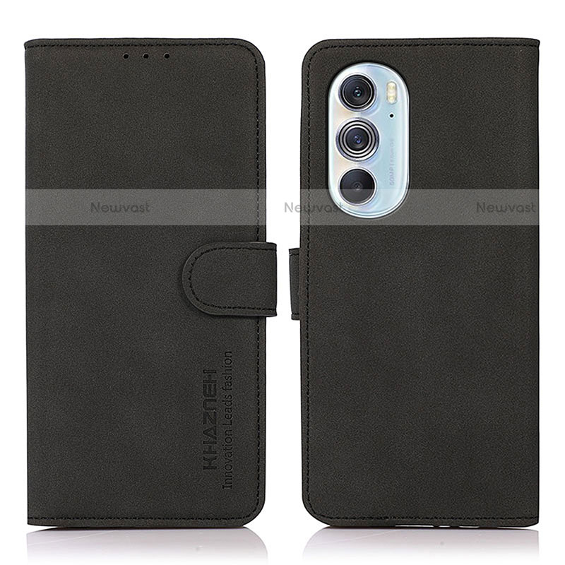 Leather Case Stands Flip Cover Holder D08Y for Motorola Moto Edge 30 Pro 5G Black