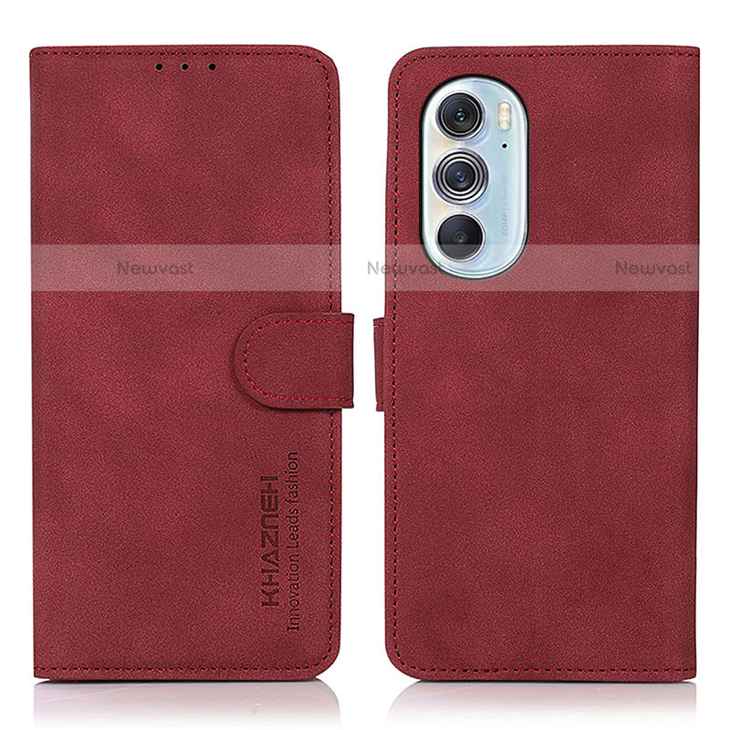 Leather Case Stands Flip Cover Holder D08Y for Motorola Moto Edge 30 Pro 5G Red