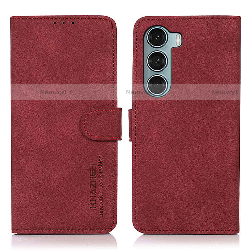 Leather Case Stands Flip Cover Holder D08Y for Motorola Moto Edge S30 5G Red