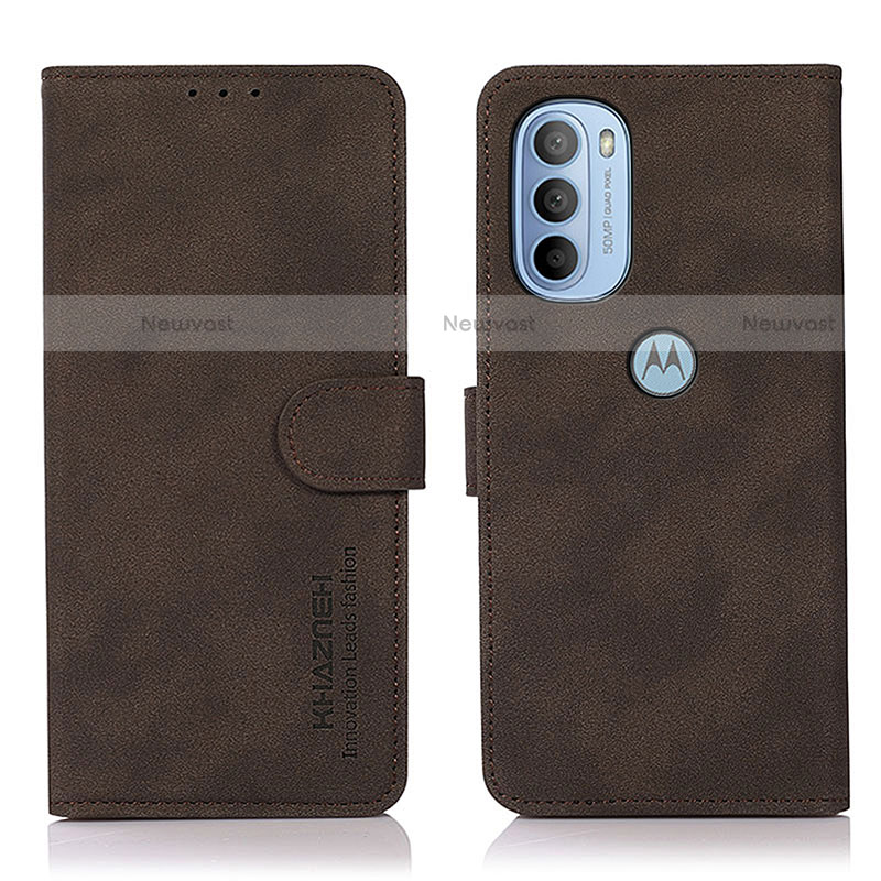 Leather Case Stands Flip Cover Holder D08Y for Motorola Moto G31 Brown