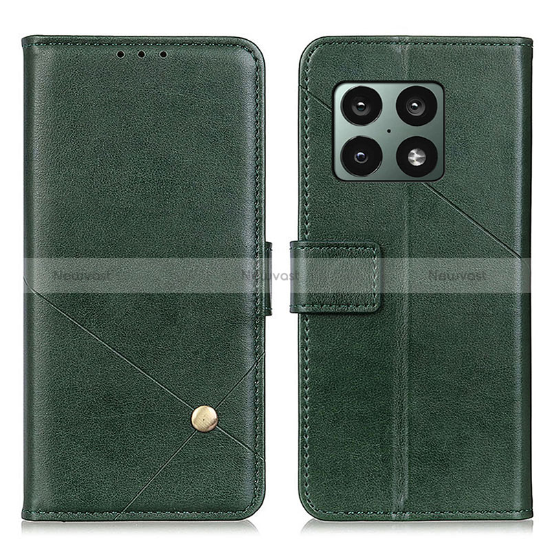 Leather Case Stands Flip Cover Holder D08Y for OnePlus 10 Pro 5G Green