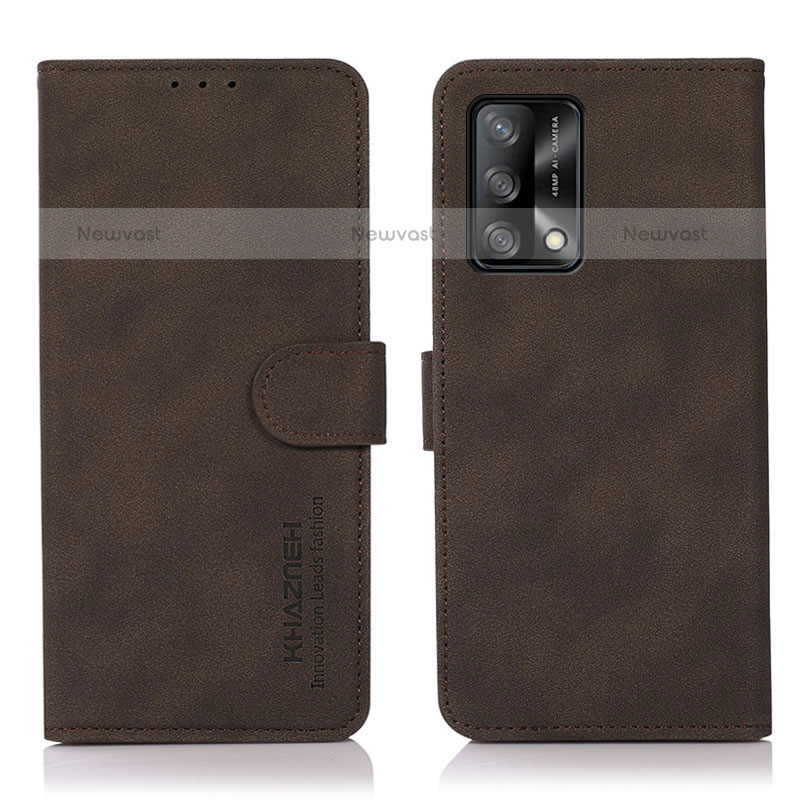 Leather Case Stands Flip Cover Holder D08Y for Oppo A74 4G Brown