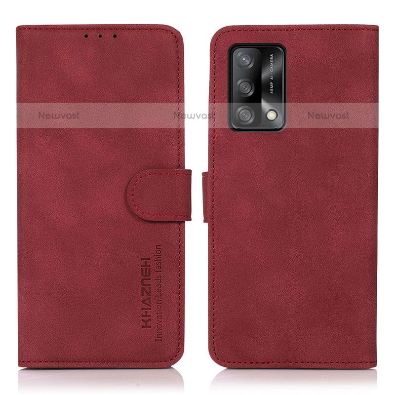 Leather Case Stands Flip Cover Holder D08Y for Oppo A74 4G Red