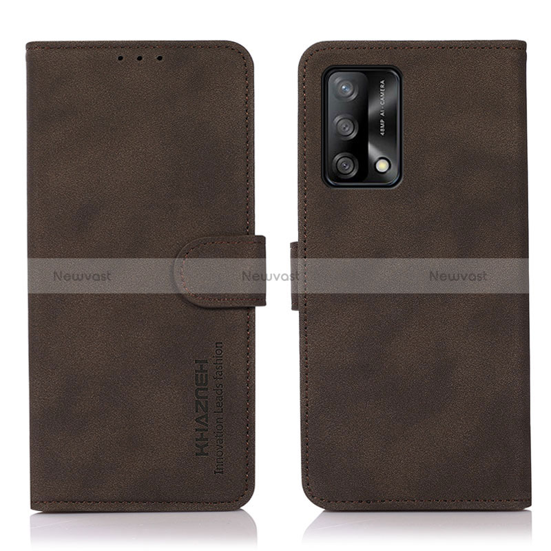 Leather Case Stands Flip Cover Holder D08Y for Oppo F19s Brown