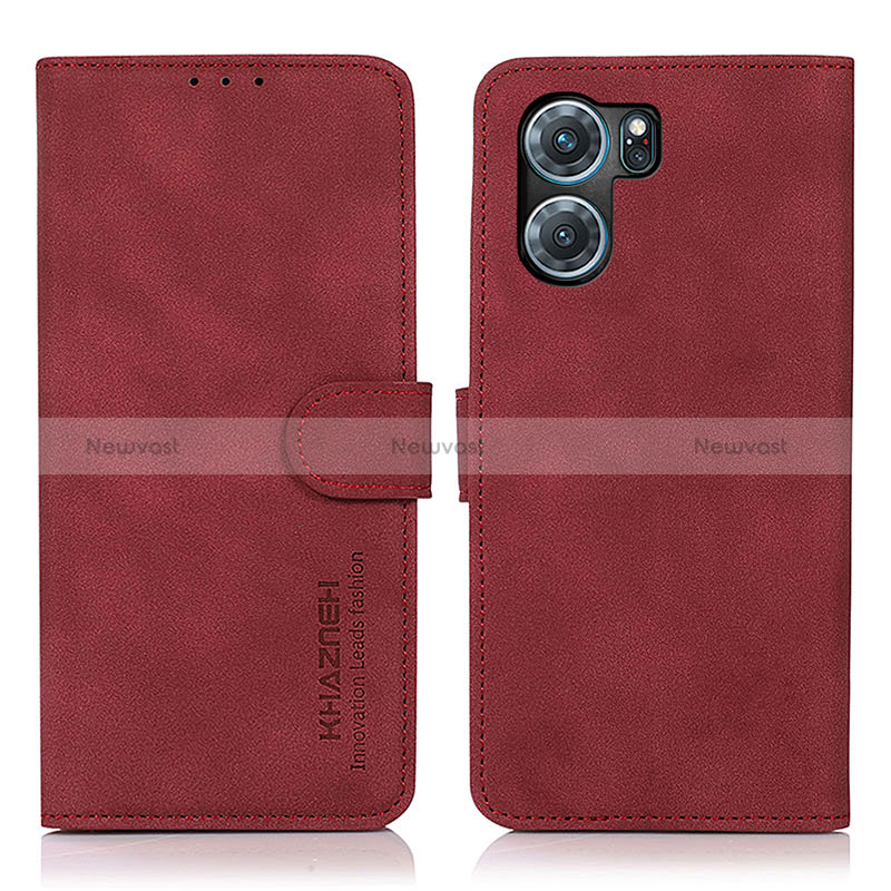 Leather Case Stands Flip Cover Holder D08Y for Oppo K10 5G Red