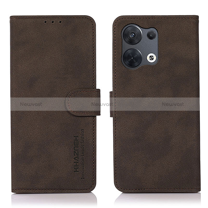 Leather Case Stands Flip Cover Holder D08Y for Oppo Reno8 Pro 5G Brown