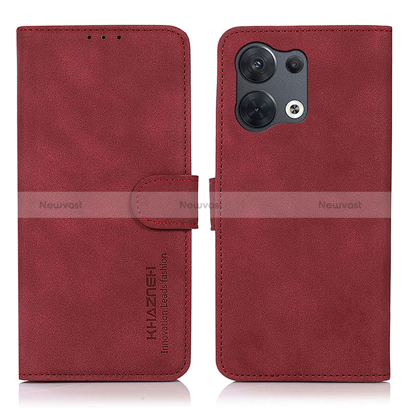 Leather Case Stands Flip Cover Holder D08Y for Oppo Reno9 Pro+ Plus 5G Red