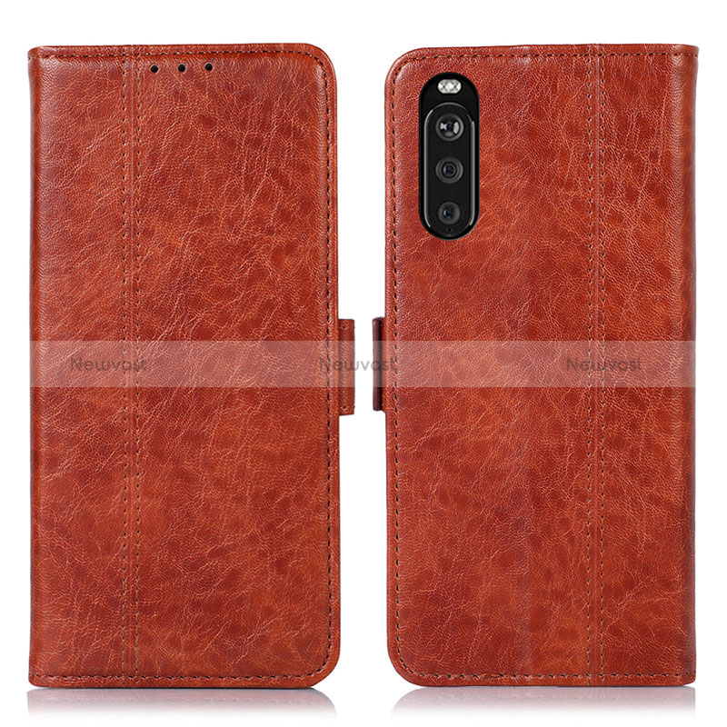 Leather Case Stands Flip Cover Holder D08Y for Sony Xperia 10 III Lite Brown