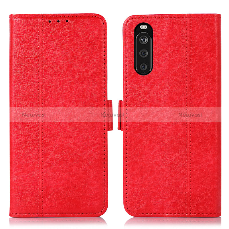 Leather Case Stands Flip Cover Holder D08Y for Sony Xperia 10 III Lite Red