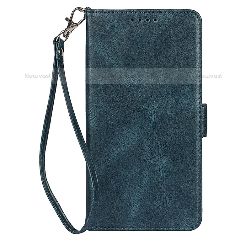 Leather Case Stands Flip Cover Holder D09T for Samsung Galaxy S21 Plus 5G Blue