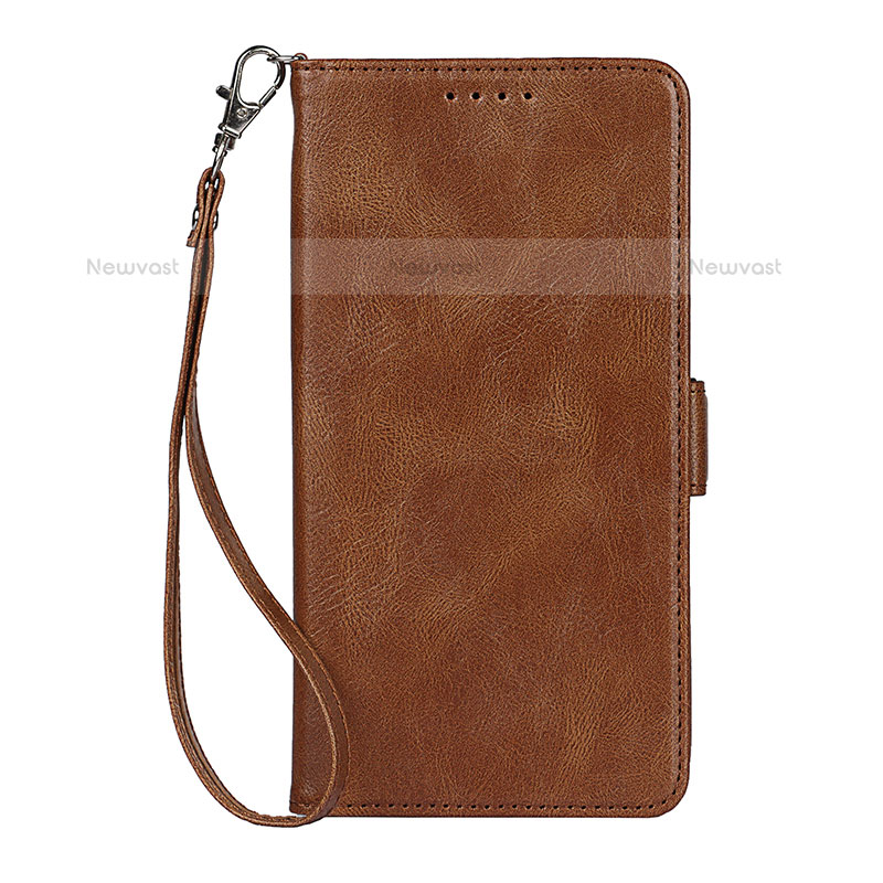 Leather Case Stands Flip Cover Holder D09T for Samsung Galaxy S21 Plus 5G Brown