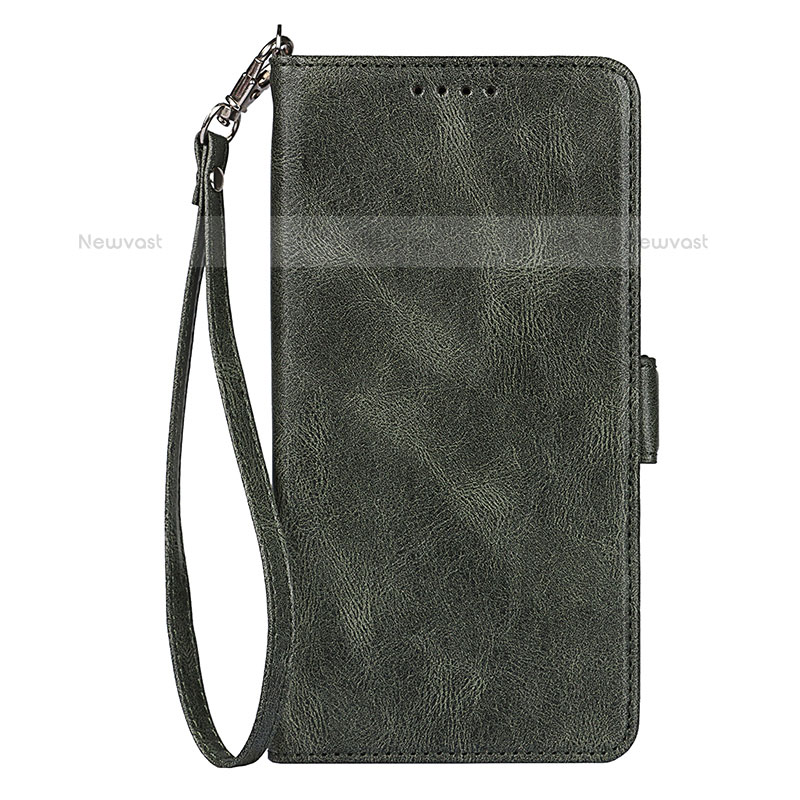 Leather Case Stands Flip Cover Holder D09T for Samsung Galaxy S22 Plus 5G Green