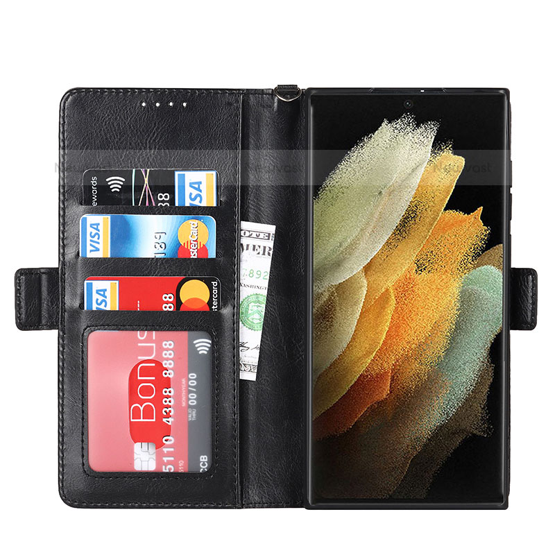 Leather Case Stands Flip Cover Holder D09T for Samsung Galaxy S23 Ultra 5G