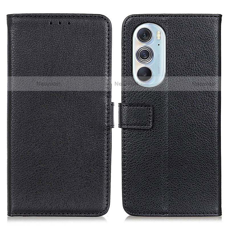 Leather Case Stands Flip Cover Holder D09Y for Motorola Moto Edge 30 Pro 5G Black