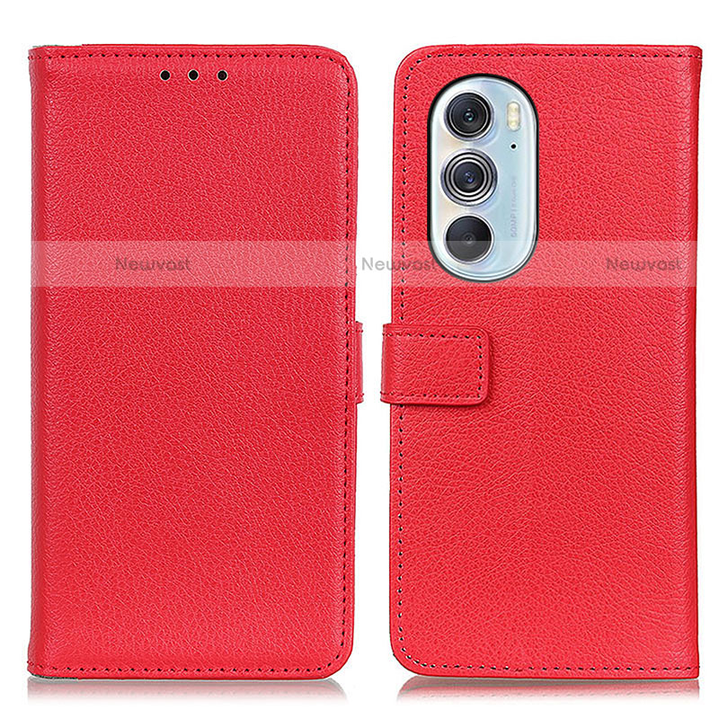 Leather Case Stands Flip Cover Holder D09Y for Motorola Moto Edge 30 Pro 5G Red